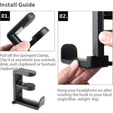 TeOra Store Xspring Kulaklık Standı Askısı - Ayarlanabilir, Dönebilen Kollu Kelepçe ve Kablo Düzenleyici ile Evrensel Kulaklık Standı, Oyun Kulaklığı Için Tasarım