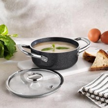 Wheat Grains Global Store Micro Mini 14 cm Yanmaz Yapışmaz Basık Tencere-Antrasit