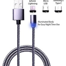 Wheat Grains Global Store Lightning Micro USB Type C Mıknatıslı Şarj Kablosu