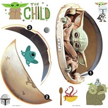 TeOra Store RMK4655SCS Duvar Çıkartması, Motif: Mandalorian The Child Boyanmış, Yapıştırılabilir, Yeşil/kahverengi/gri
