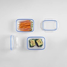 Yake Store Lock & Fresh 3'lü Saklama Kabı Seti (400-800-1400 Ml) - Hava Geçirmez, 4 Kilitli, Silikon Contalı, Modüler ve Yerden Tasarruflu Gıda Saklama Kabı