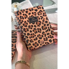 TeOra Store 2026 Haftalık Ajanda Spiralli A5 12 Aylık Leopard