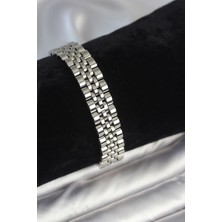 Inure Jewelry 316L Çelik 12 mm Kalınlıkta Gümüş Renkli Erkek Bileklik