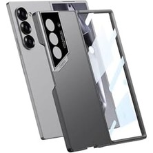 Yake Store Galaxy Z Fold 6 Kılıf Ultra Ince Kamera Korumalı Sert Rubber Zore 3. Seri Procase Kapak-Titanyum-Gri
