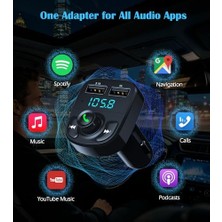 Yake Store Lıhan X8 Bluetooth Araç Kiti | Fm Transmitter & Çift USB Şarj Cihazı | Kablosuz Müzik
