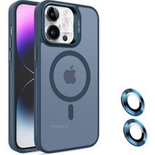 Wheat Grains Global Store iPhone 16 Kamera Korumalı Standlı Kılıf Magsafe ile Uyumlu Açılır Kamera Standlı Manyetik iphone 16 Kılıf Lens Korumalı Set Darbeye Karşı Korur iphone 16 Lens (Deniz Mavisi)