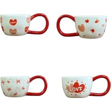 Yake Store Love Kalp Seramik Kahve Kupası BM-2387