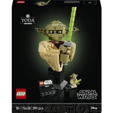 Yake Store : Klonların Saldırısı Yoda Büstü 75438 - Yetişkinler Için Işın Kılıçlı Yoda Minifigürü ile Isim Levhalı Stant Içeren Dekoratif Koleksiyonluk Model Yapım Seti, Hediye Fikri (399 Parça)