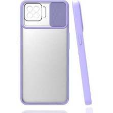 Wheat Grains Global Store Oppo Reno 4 Lite ile Uyumlu Kılıf Slayt Sürgülü Arkası Buzlu Lensi Kapak - Lila