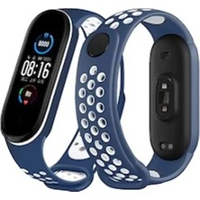 Xiaomi Mi Band 7 Spor Delikli Kordon - Lacivert-Beyaz