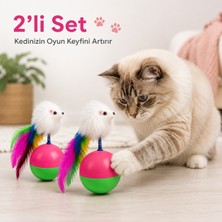 Yulu 2’li Tüylü Fare Hacıyatmaz Kedi Oyuncağı Hareketli Denge Oyunu Karışık Renk