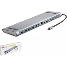 Nodar Hadron HDX7854 Type-C Hdtv Combo Type-C + HDMI 4K 30Hz + 4-Usb3.0 + VGA + Audıo + (Kdo)