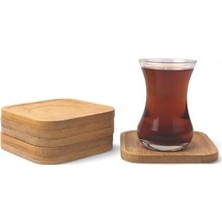 Yake Store Bambu Kare Çay Tabağı Bardak Altlığı 6'lı Set | Dekoratif ve Doğal Bambu Altlık – Şık ve Dayanıklı Tasarım (10CM x 10CM)