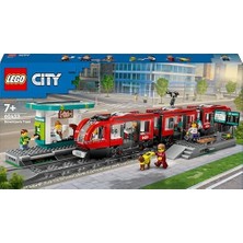 Yake Store City Şehir Merkezi Tramvay Istasyonu 60423-7 Yaş ve Üzeri Kız ve Erkek Çocuklar Için 6 Minifigür ve 1 Yardımcı Köpek Figürü Içeren Araç Yapım Seti, Doğum Günü Hediyesi Fikri (811 Parça)