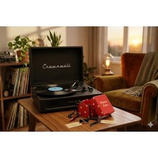 Yake Store Casablanca Retro Çanta Pikap - 3 Devirli (33/45/78), Dahili Hoparlörlü, Bluetooth Bağlantılı, Nostaljik Taşınabilir Plak Çalar - Siyah