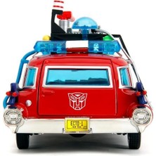 Yake Store Jada Toys  x Ghostbusters Ecto-1 Die-Cast Metal Model Araba, 1:24 Ölçek, Kırmızı-Beyaz
