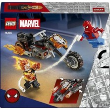 Yake Store Örümcek Adam, Ghost Rider Motosikletine Karşı 76335-6 Yaş ve Üzeri Çocuklar Için Örümcek Adam ve Iskelet Ghost Rider Minifigürleri Içeren Oyuncak Yapım Seti, Hediye Fikri (72 Parça)