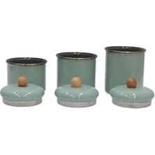 Yake Store Soft Green Emaye Baharatlık Seti 3lü