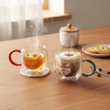 Yake Store Çift Cidarlı Hayvan Figürlü Cam Kupa - 280 ml - Karışık Renklerde Sürpriz Gönderim (Asorti) - Isıya Dayanıklı Borosilikat Tasarım Bardak (1 Adet)