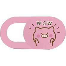 Yake Store Kamera Kapatıcı Laptop Tablet Telefon Uyumlu Ultra Ince 0.7 mm Sürgülü Webcam Cover 3m Yapışkan Pembe Pig Desenli 3 Lü Set Çok Renkli