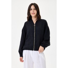 Della Moor Italyan %100 Keten Nakışlı Fermuarlı Düşük Kol Oversize Keten Bluz 38 - 44 Beden
