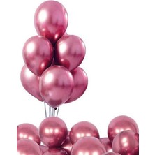 Mucit Home 10 Adet Pembe Krom Balon Seti – 12 Inç | Parlak ve Göz Alıcı Parti Balonları