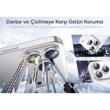 Yake Store iPhone 16 Pro Max Uyumlu Kamera Lens Koruyucu, 9h Temperli Cam Metal Çerçeve Koruma Halkası, Safir Hd Berraklık (Gümüş Renk, 3'lü Set)