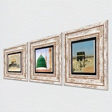 Mey İthalat Pinecone Stone Kabe-I Muazzama, Mescid-I Aksa, Ravza-I Mutahhara Taş Duvar Tablosu - Çerçeveli Taş Tablo - Dekoratif Duvar Sanatı - Modern Ev ve Ofis Duvar Dekoru T3-1894