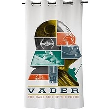 Mey İthalat Star Wars Düz Pamuk Saten Hazır Perde, Çok Renkli, Tekli