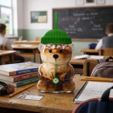 Unbranded Bearista Pipetli Plastik Soğuk Içecek Bardağı (Sevimli Ayıcık Tasarımlı)