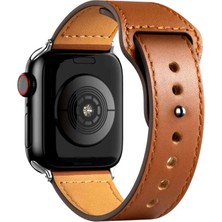 Apple Watch 42MM KR415 Luaz Deri Kordon - Kahverengi