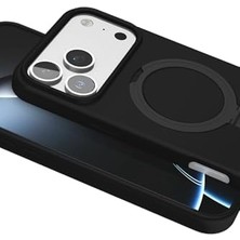 Wheat Grains Global Store iPhone 17 Pro Max ile Uyumlu Kılıf Magsafe ile Uyumlu Mp-Regal Katlanabilir Standlı El Parmak Geçmeli Kablosuz Şarj Destekli Siyah
