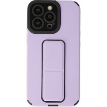 Wheat Grains Global Store iPhone 14 Pro Max Uyumlu Mega Standlı Silikon Kılıf Lila – Entegre Standlı, Darbe Emici, Kamera & Ekran Korumalı, Yumuşak Esnek Telefon Kılıfı