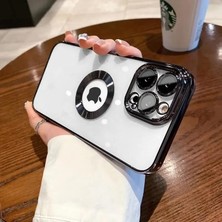 Wheat Grains Global Store & Aksesuar iPhone 13 Pro Max ile Uyumlu Laser Şeffaf Parlak Arka Yüzey ve Logo Detaylı Kenarları Silikon Yapıya Sahip Lens Koruyuculu Kılıf (Siyah)
