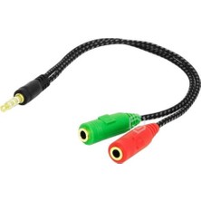 Frisby FA-6632AC 2 x 3.5mm Stereo Dişi - 4pin 3.5mm Stereo Erkek Y Kablo (Kdo)