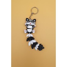 Rodopiva Uzun Kuyruk Serisi Kedi Figürlü Hareketli Anahtarlık (Büyük BOY-12CM) - Çanta Süsü Charm
