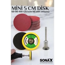 Pimli Mini Cırt Zımpara Taban Seti Gravür ve Matkap Uyumlu 5 cm 60 Adet Zımparalı Set 721757