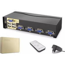 Hadron HDX1381  4 Port  VGA Kvm Switch Uzaktan Kumanda 5V Adaptör (Kdo)