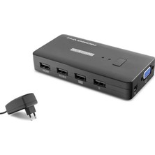 Hadron HDX1374  2 Port + 4- USB VGA Kvm Switch  Kablolu Siyah (Kdo)