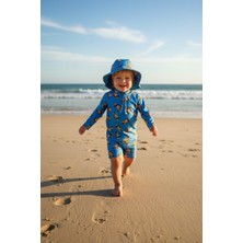 Melomel Teddy Baby Erkek Bebek Uzun Kollu Mayo Şapka Deniz Patiği Set