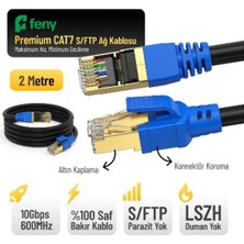 Feny FN-CAT7LS02 10GBPS Internet 60MHZ 2 Metre Cat7 Gold Patch Kablo (Yanmaz- Yüzde 100 Saf Bakır) (Kdo)
