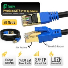 Feny FN-CAT7LS20 10GBPS Internet 60MHZ 20 Metre Cat7 Gold Patch Kablo (Yanmaz- Yüzde 100 Saf Bakır) (Kdo)