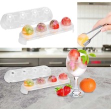 Uravas Store Silikon Tabanlı 4 Bölmeli Şeffaf Buz Kalıbı Yuvarlak Buzluk