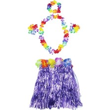 Uravas Store Luau Aloha Hawaii  Kolye Etek Taç ve Bileklik Seti Mor