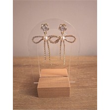 Svc Accessories Vip Koleksiyon Zirkon Taşlı Inci Detaylı Fiyonk Küpe (6,5 Cm)