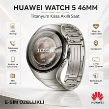 Huawei  E-Sim Özellikli Watch 5 46MM Titanyum Kasa Titanyum Akıllı Saat