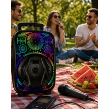 Armüz Karaoke Hoparlör Rgb LED Işıklı USB Fm Radyo Destekli Taşınabilir Speaker