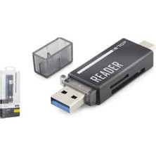 İetop Ietop TC306AC USB Type-C 3.2 Gen1 Kart Okuyucu Sd Microsd 5 Gbps Siyah (Kdo)