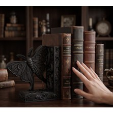 Nokta Labs Gotik Tasarım Ay Güvesi Kitap Tutucu - Özel Tasarım Kitaplık Aksesuarı - Goth Moon Moth Bookend