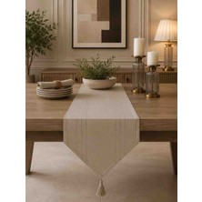 Burku Runner Leke Tutmaz Dertsiz Kumaş Cappicino Rengi Dekoratif Çeyiz 35X140
